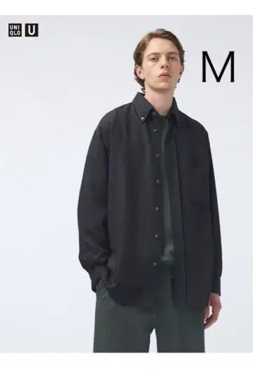 유니클로 U 드레이프 셔츠 M 블랙