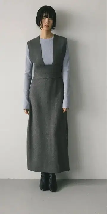 STYLEMIXER 스타일믹서 하이웨스트 서스펜더 니트 스커트