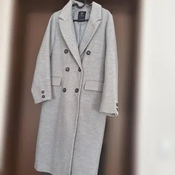 w closet 그레이 더블 브레스트 롱 코트