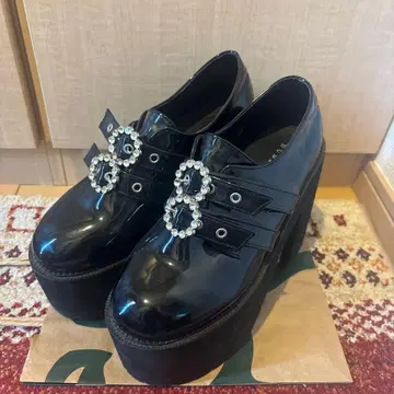 bubbles 더블 버클 통굽 신발 블랙 39