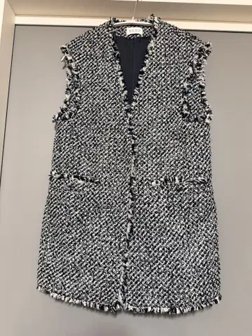 새상품급 트위드 베스트 프린지