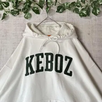 KEBOZ 케보즈 후드 맨투맨 입체 파일 로고 풀오버 화이트 사이즈 M