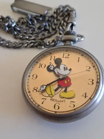 Disney 미키마우스 회중시계 체인 포함