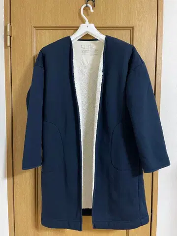 무인양품 보아 안감 롱 가디건 가운 코트 MUJI 네이비
