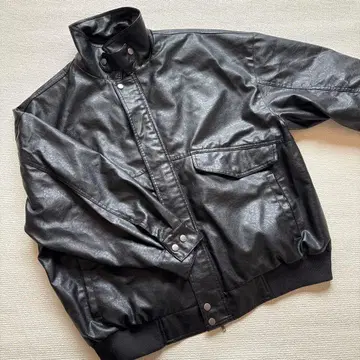 빈티지풍 인조 가죽 블루종