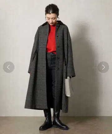 새상품 프릭스스토어 건클럽 체크 스텐카라 코트