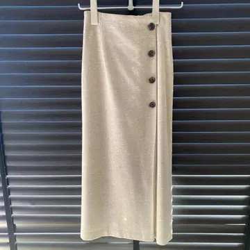 개럴개런트 라이트 그레이 버튼 달린 하이웨스트 타이트 스커트