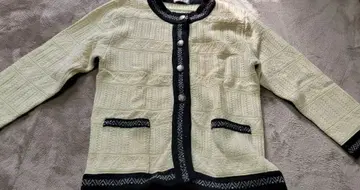 크림색 짜임 긴팔 니트 가디건