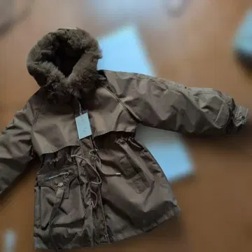 XIAOYITING 브라운 모즈 코트 XXL