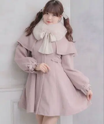 ROJITA 멀티WAY 케이프 퍼 칼라 코트 핑크