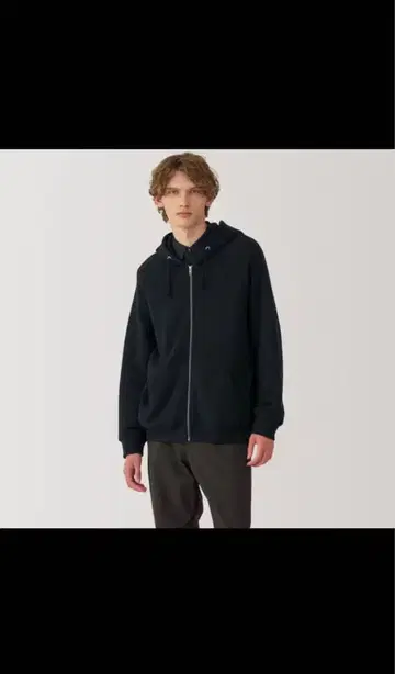 MUJI 옛날 방식 그대로 짜서 만든 맨투맨 풀 집업 후드티 L