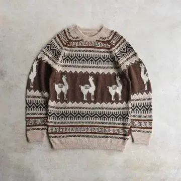 90s 알파카 울 니트 스웨터 라마 패턴 페루산 모헤어 빈티지