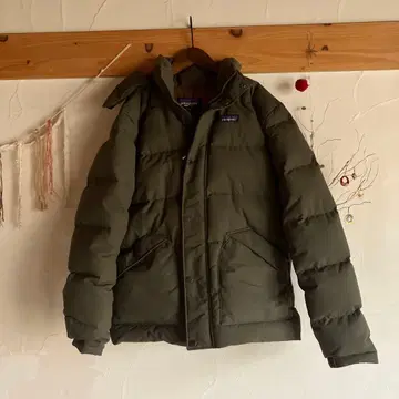 patagonia 후드 부착 다운 자켓 올리브 그린