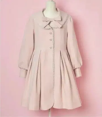 멜피 메모리 mellfy memory 리본 롱 코트 M 핑크