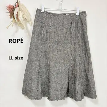 로페 ROPE 플레어 스커트 LL 프린지 미디엄 기장 그레이