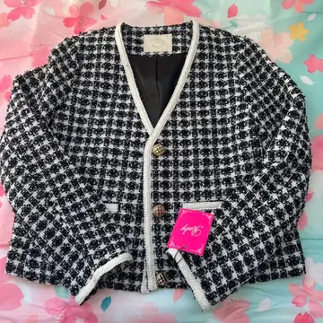 새상품 Rady 트위드 노카라 자켓 s