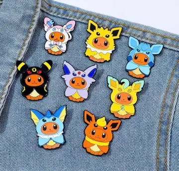 포켓몬 이브이 판초 부스터 핀 배지 8개