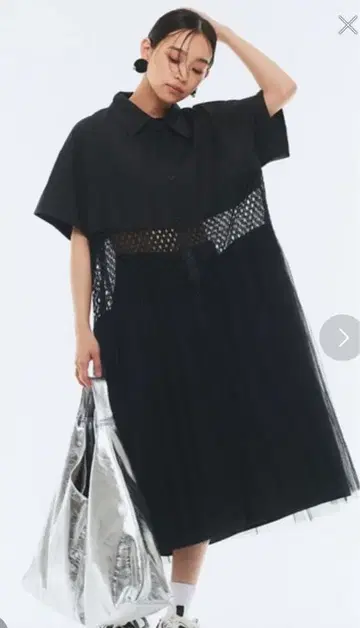 나르시스 튤 셔츠 롱 원피스