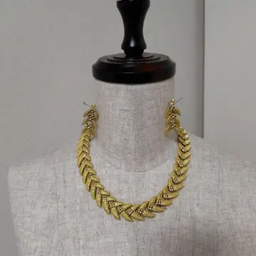 골드 뜨개질 디자인 목걸이 귀찌 세트