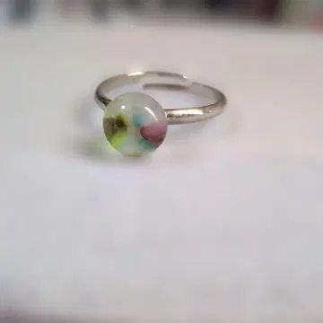 토야마 유리 박물관 기념품 컬러풀 유리 부착 반지