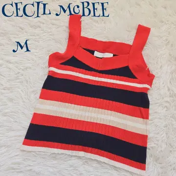 세실 맥비 ] 리브 랜덤 보더 크롭 탱크탑 M