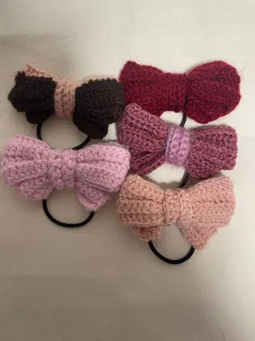 니트 리본 머리끈 5개 세트
