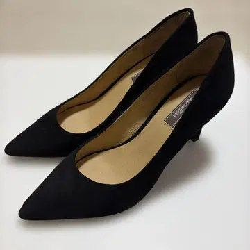 [ 천연 가죽 ] 블랙 스웨이드 스틸레토 펌프스 24cm