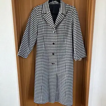 하운드 투스 패턴 롱 코트