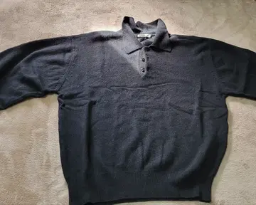 다크 블루 긴팔 피케 셔츠 버튼 포함