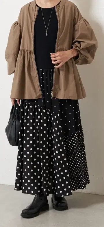 [새상품급] 비어즐리 도트 패치워크 롱 스커트