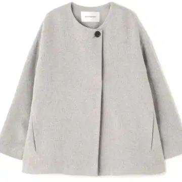 내추럴 뷰티 베이직 그레이 울 혼방 노카라 코트