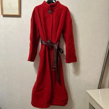 Lil'Bram 빨간색 플리스 롱 코트 벨트 포함