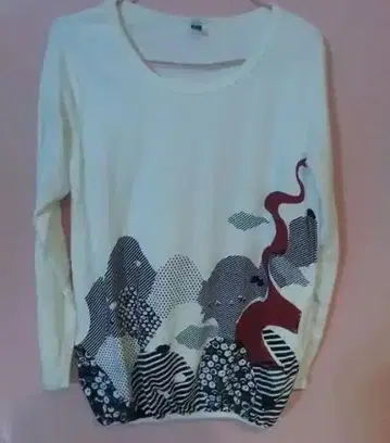 아트 프린트 긴팔 상의