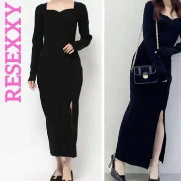 RESEXXY 긴팔 니트 원피스 타이트 블랙 프리 사이즈