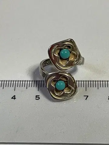 터콰이즈 플라워 실버 925 반지 9호 MEXCO 멕시코 로고 있음
