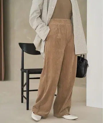 FREAK'S STORE 컷 코듀로이 와이드 스트레이트 팬츠 베이지