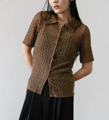 select MOCA 컷 레이스 하프 슬리브 가디건 레이스 상의