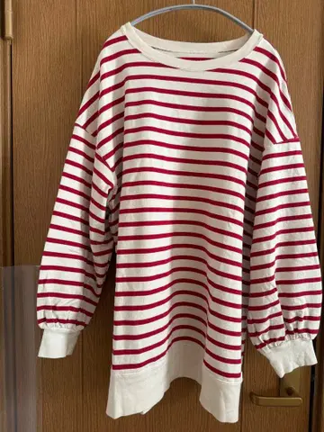 nest robe, 코튼 데라베 보더 오버 사이즈 풀오버