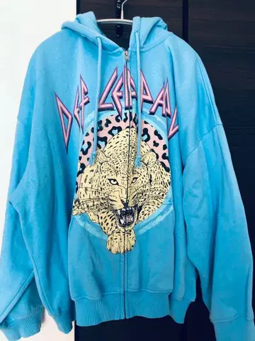DEF LEPPARD 스카이블루 집업 후드티 H&M