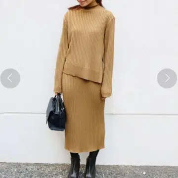 새상품급 IENA 리브 니트 롱 원피스 레이어드 스타일 프리 사이즈