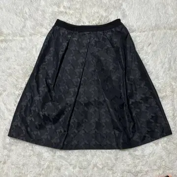 BERNARD PERRIS 블랙 하운드투스 체크 플레어 스커트 일본제