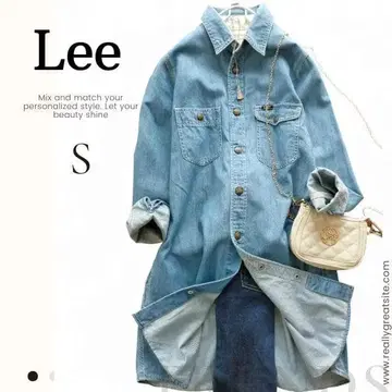 Lee 리 데님 셔츠 원피스 S 긴팔 겉옷 스냅 버튼