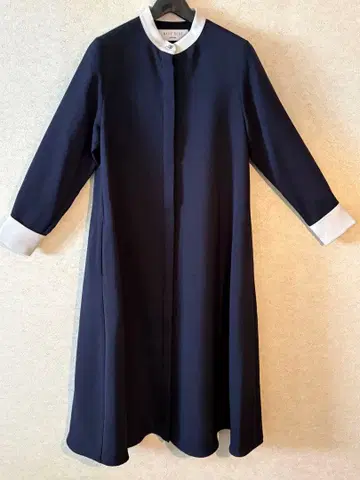 [ SHIPS ] 더블 크로스 네이비 블루 A 라인 셔츠 원피스