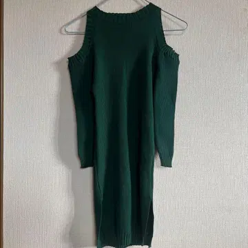 오픈 숄더 미니 니트 타이 원피스 그린 여성용