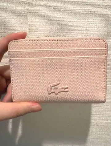 라코스테 핑크 가죽 카드 케이스 동전 지갑 코인 케이스 지갑 지갑