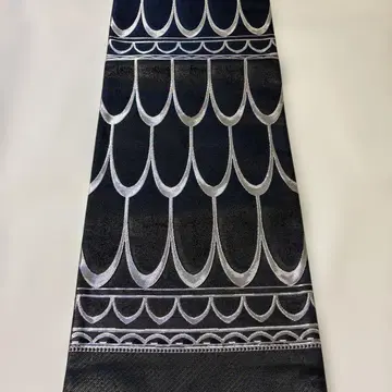 [ 새상품 ] 후쿠로 오비 미재단 블랙 실버 니시진 비단