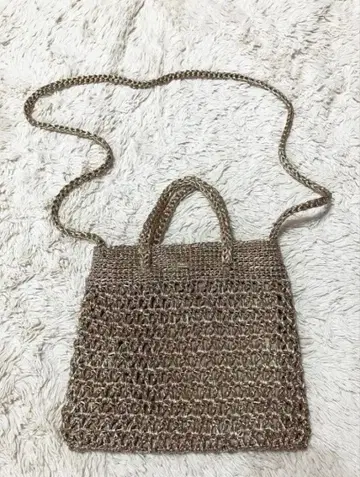 [ 새상품 ] 뜨개질 숄더백 2way백 골드