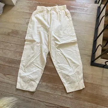 화이트 와이드 팬츠 허리밴딩