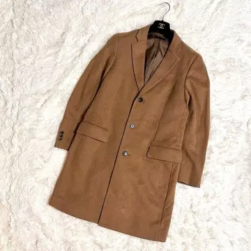 컨디션 최상 유니클로 체스터 코트 롱 캐시미어 혼방 카멜 M