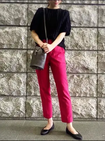 유나이티드 애로우즈 도비 팬츠 핑크 38